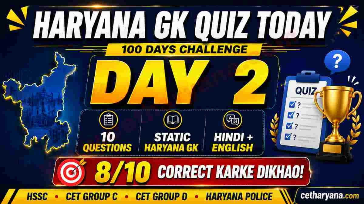 Haryana GK Quiz Today