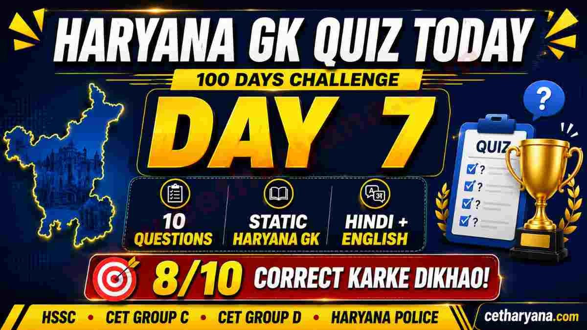 Haryana GK Quiz Today