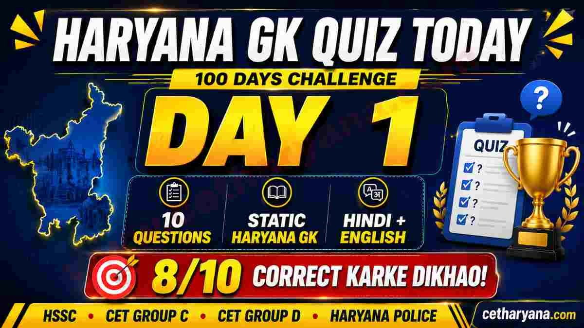 Haryana GK Quiz Today