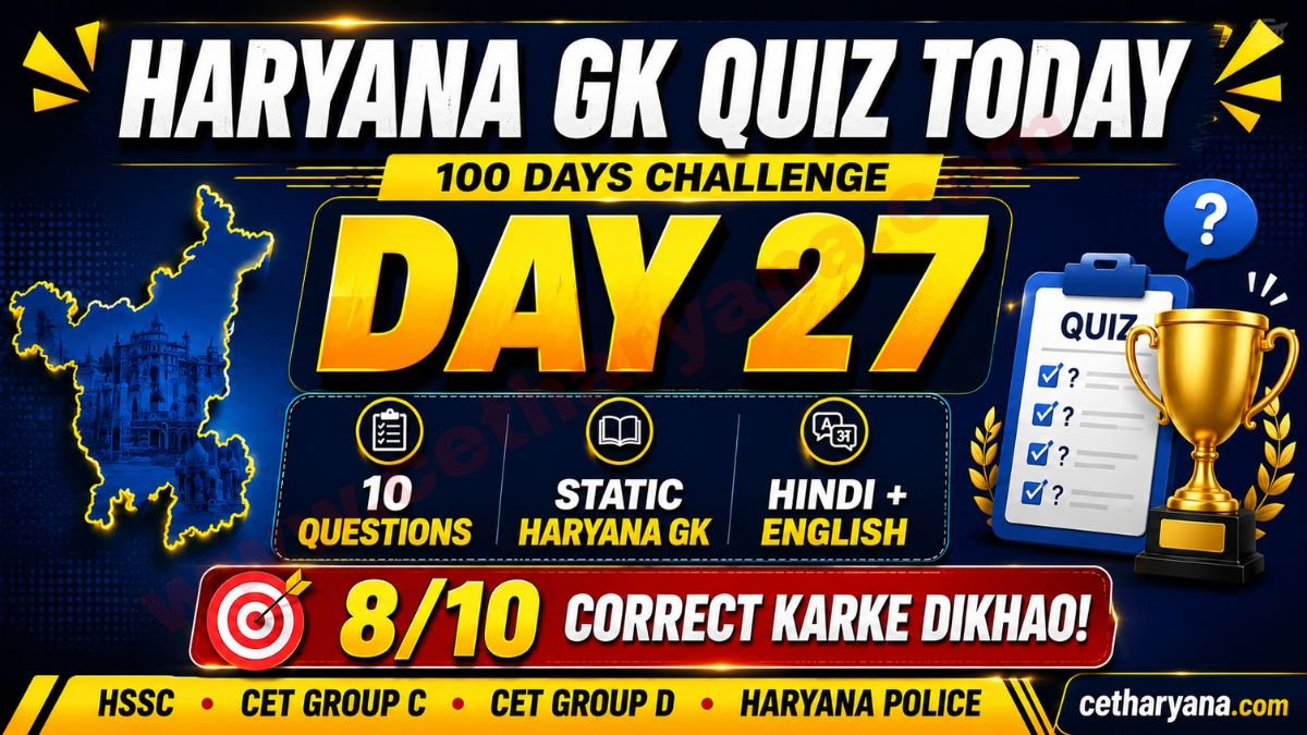 Haryana GK Quiz Today