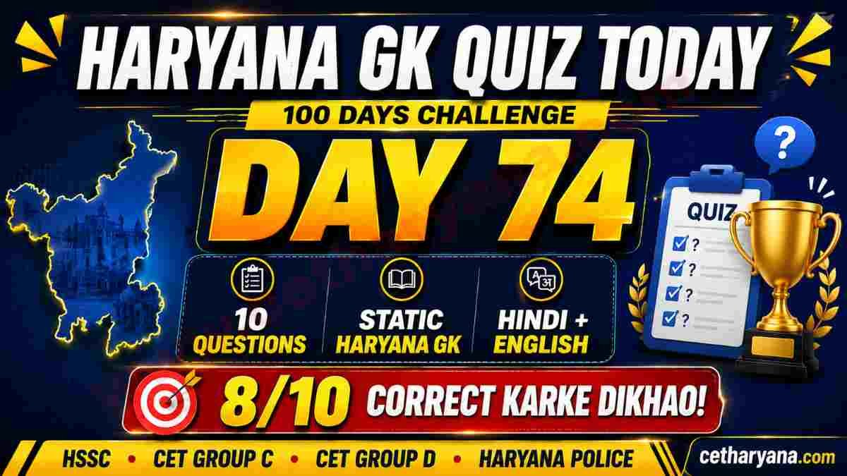 Haryana GK Quiz Today