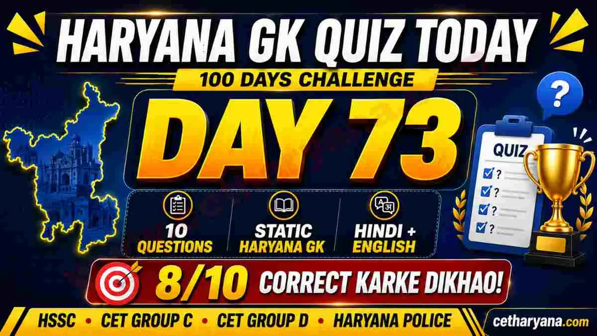 Haryana GK Quiz Today