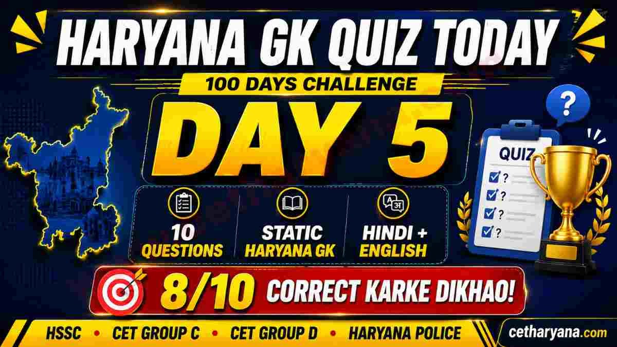 Haryana GK Quiz Today