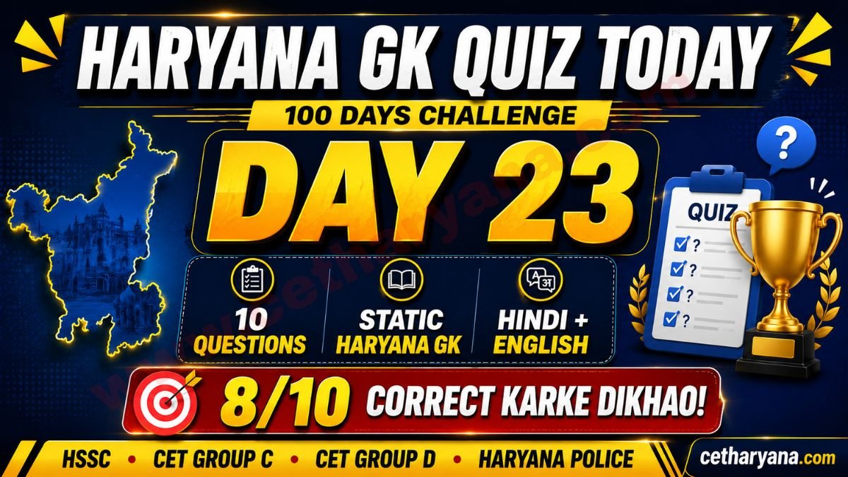 Haryana GK Quiz Today