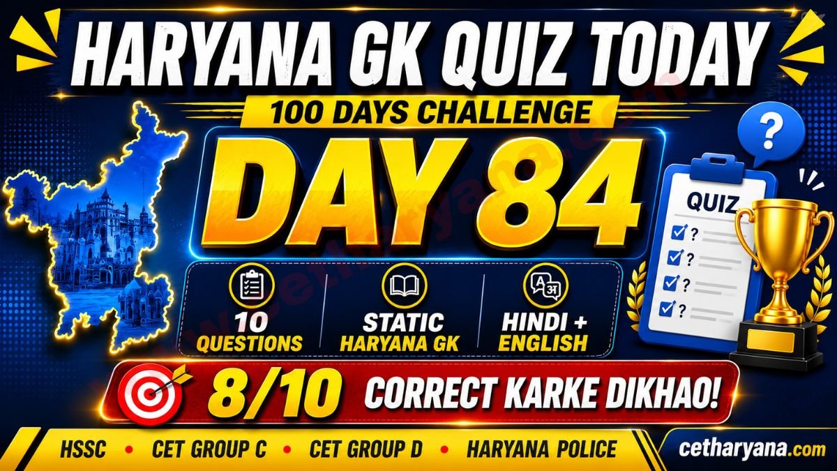 Haryana GK Quiz Today
