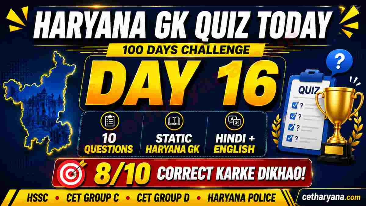 Haryana GK Quiz Today
