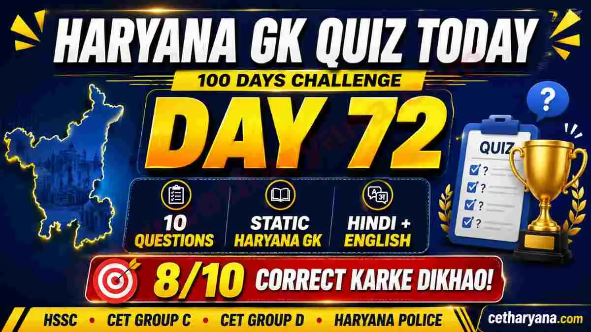 Haryana GK Quiz Today
