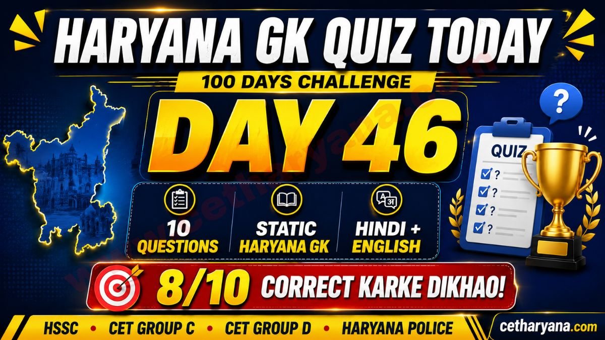 Haryana GK Quiz Today