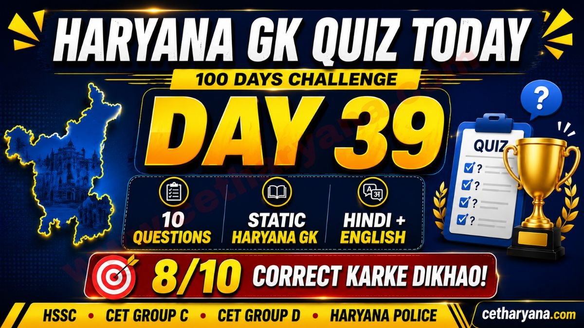 Haryana GK Quiz Today